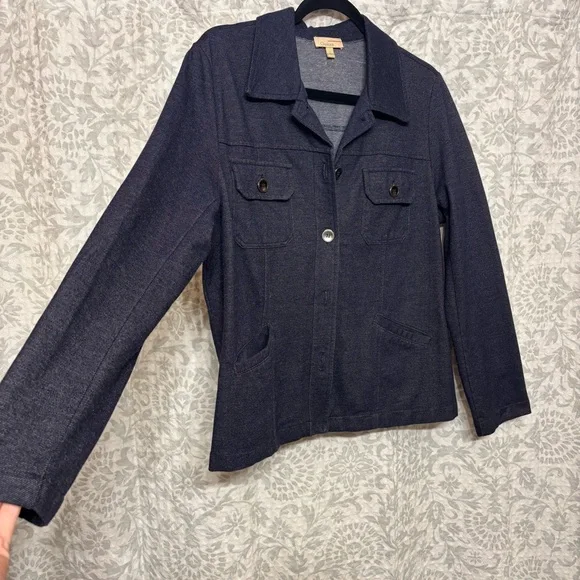 Women’s Choices Brand Faux Denim Blazer Style Jacket, Stretchy, Size L / Large - Picture 2 of 6